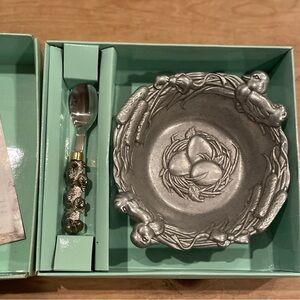 NIB Vintage Arthur Court 1998 Baby Bowl & Spoon Duck & Egg Set Tipper & Snaggles